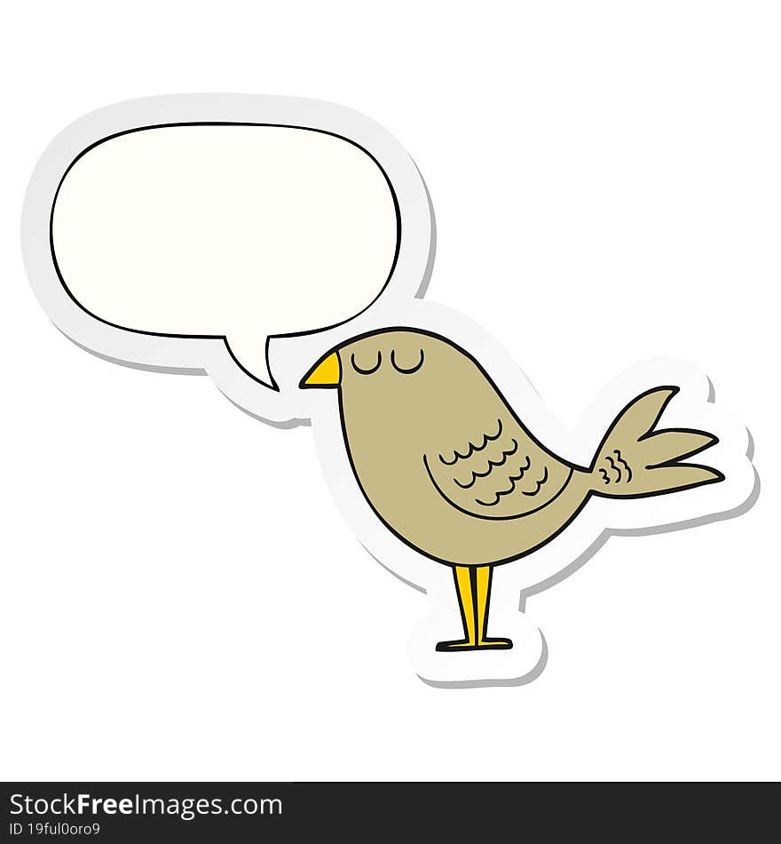 Cartoon Bird And Speech Bubble Sticker