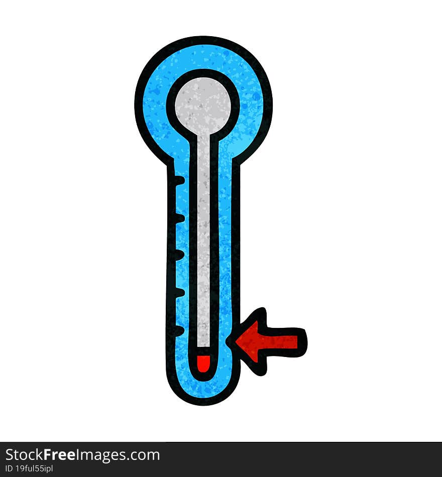 retro grunge texture cartoon glass thermometer