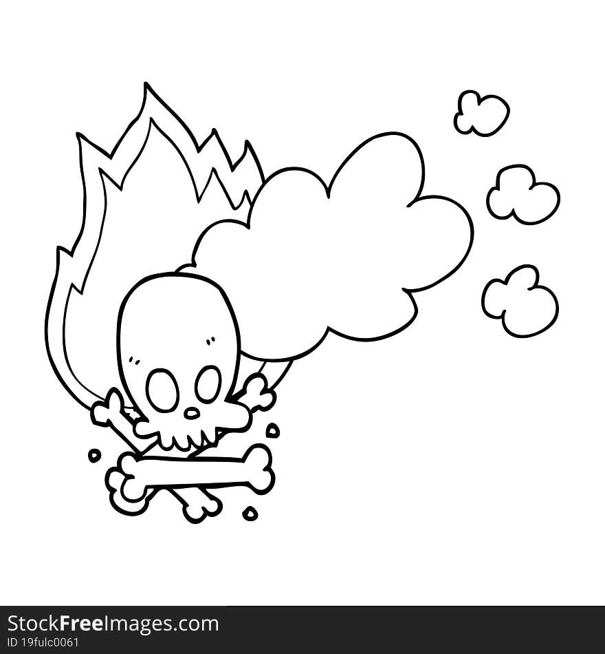 Cartoon Spooky Burning Bones