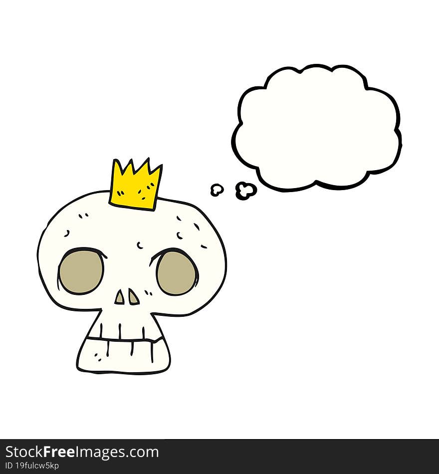 thought bubble cartoon skull with crown