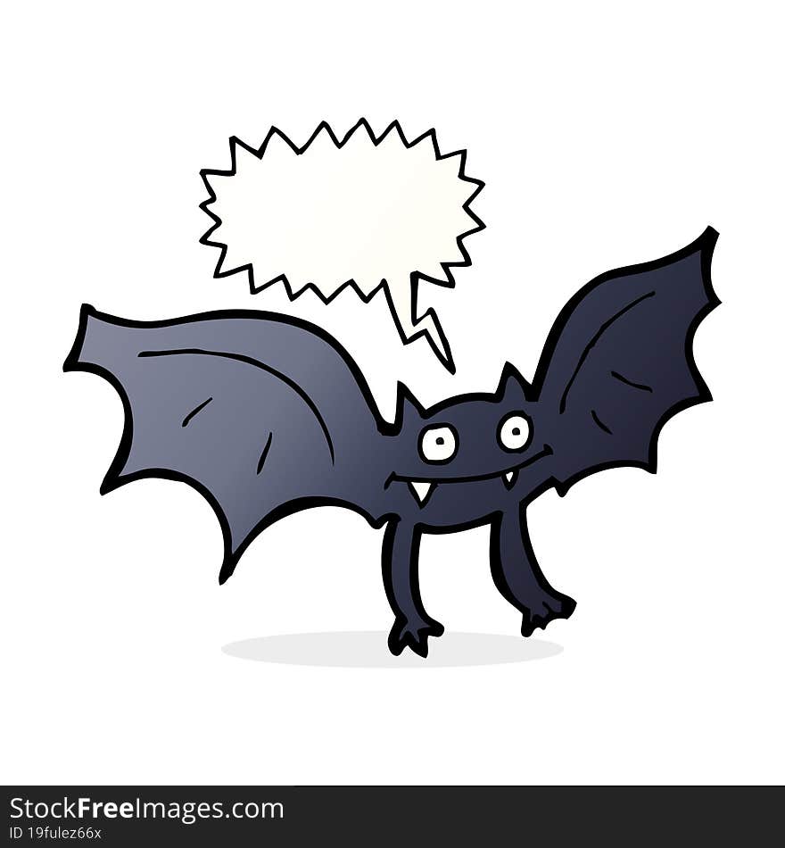 cartoon vampire bat with speech bubble