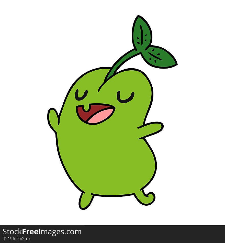 cartoon illustration kawaii cute sprouting bean. cartoon illustration kawaii cute sprouting bean