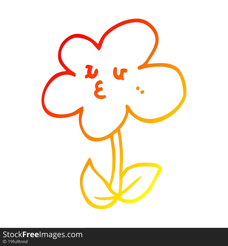 warm gradient line drawing of a cartoon flower