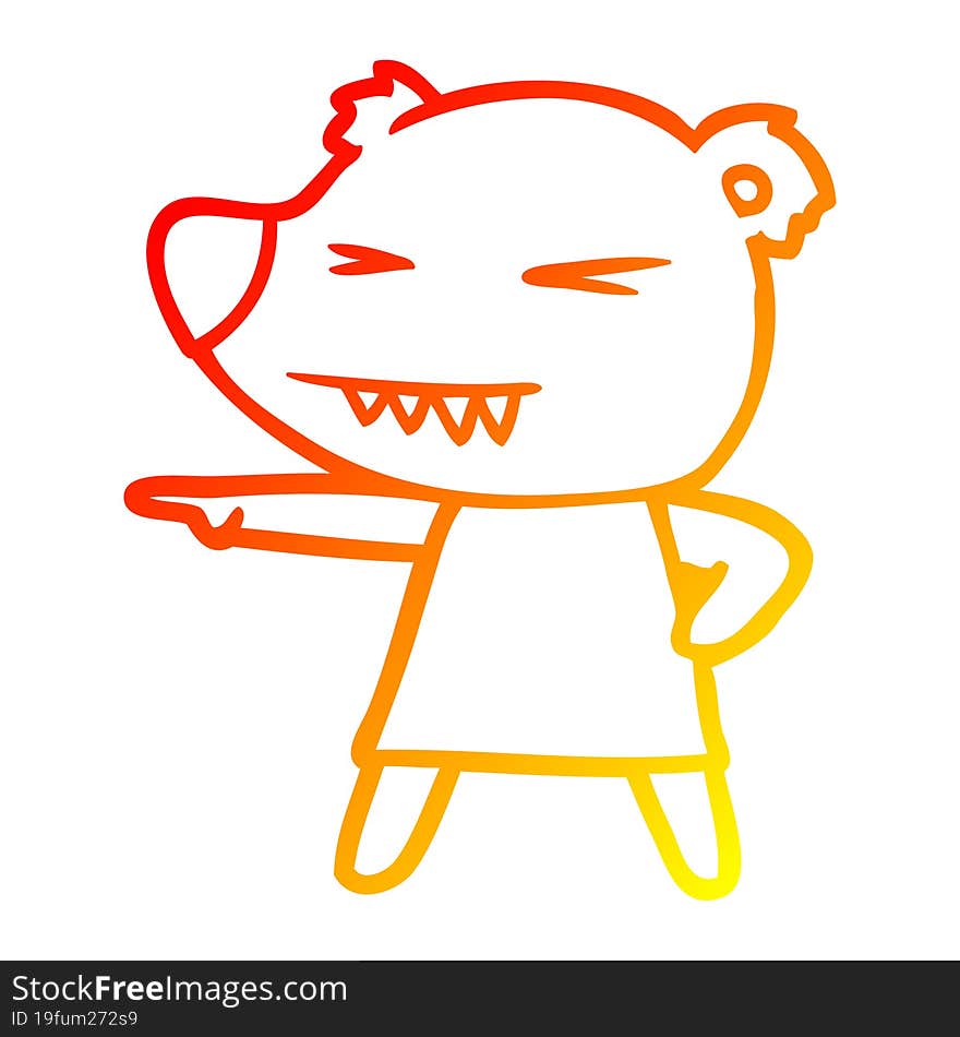 warm gradient line drawing pointing bear cartoon