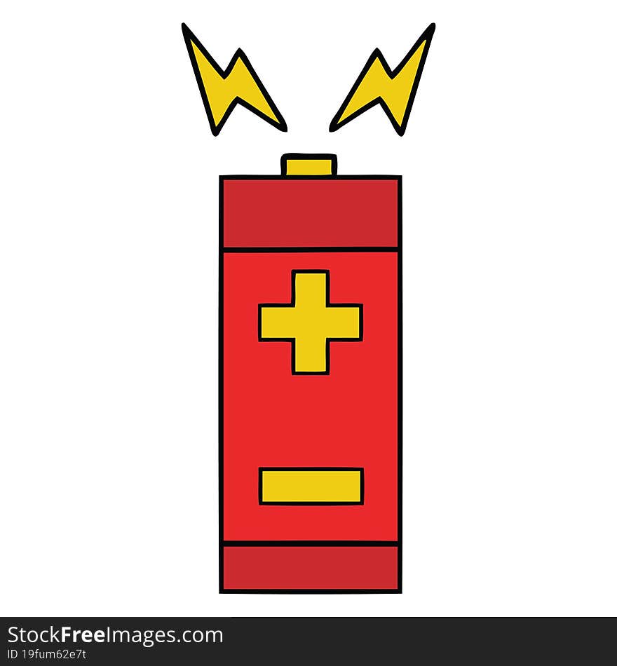 cute cartoon of a battery. cute cartoon of a battery