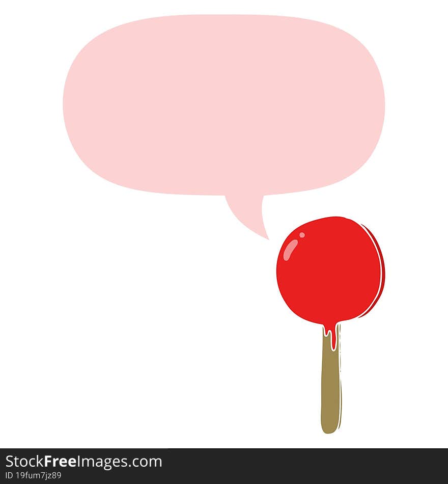 Cartoon Lollipop And Speech Bubble In Retro Style