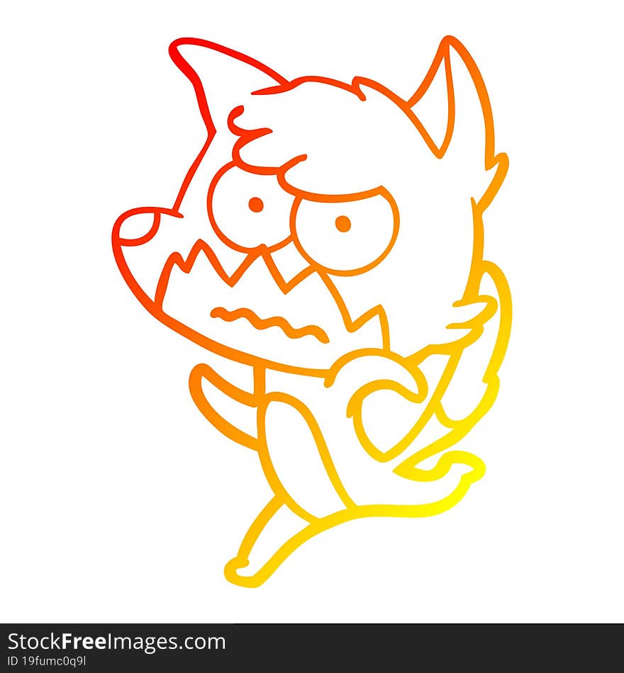 Warm Gradient Line Drawing Cartoon Annoyed Fox