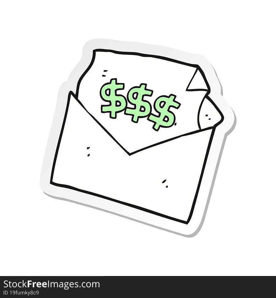 sticker of a cartoon bill letter