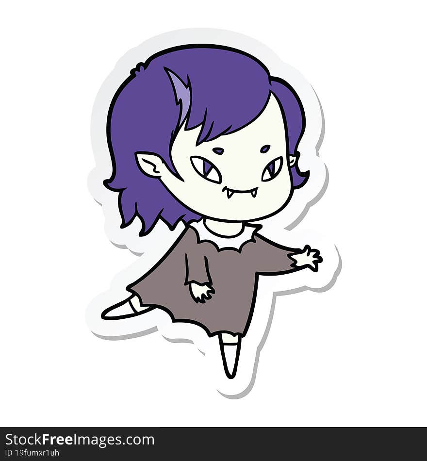 Sticker Of A Cartoon Friendly Vampire Girl