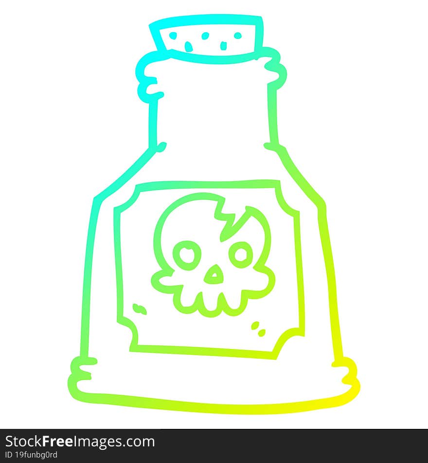 cold gradient line drawing cartoon poison in a bottle