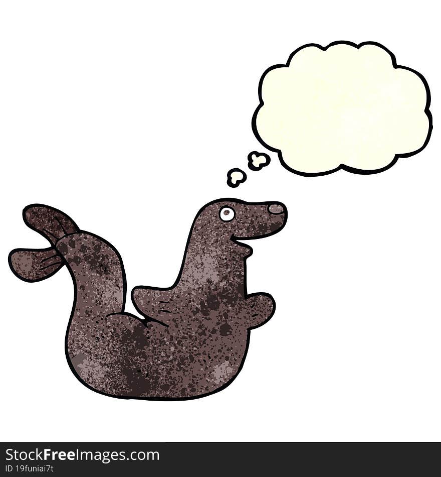 cartoon seal with thought bubble