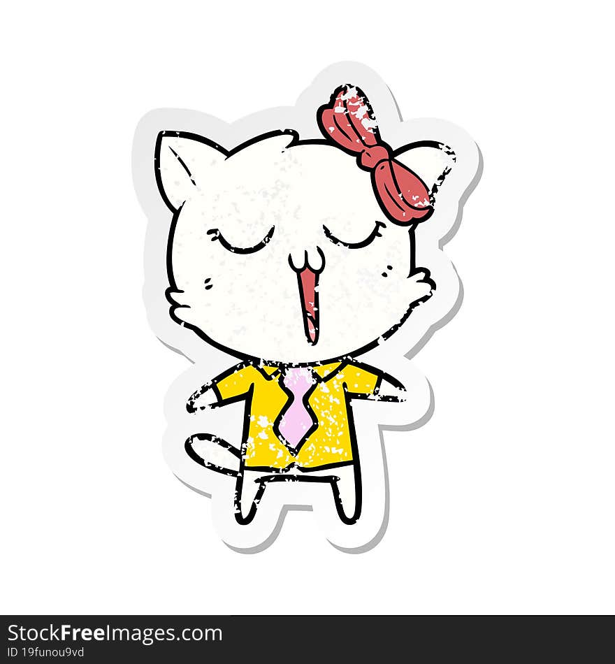 distressed sticker of a cartoon cat
