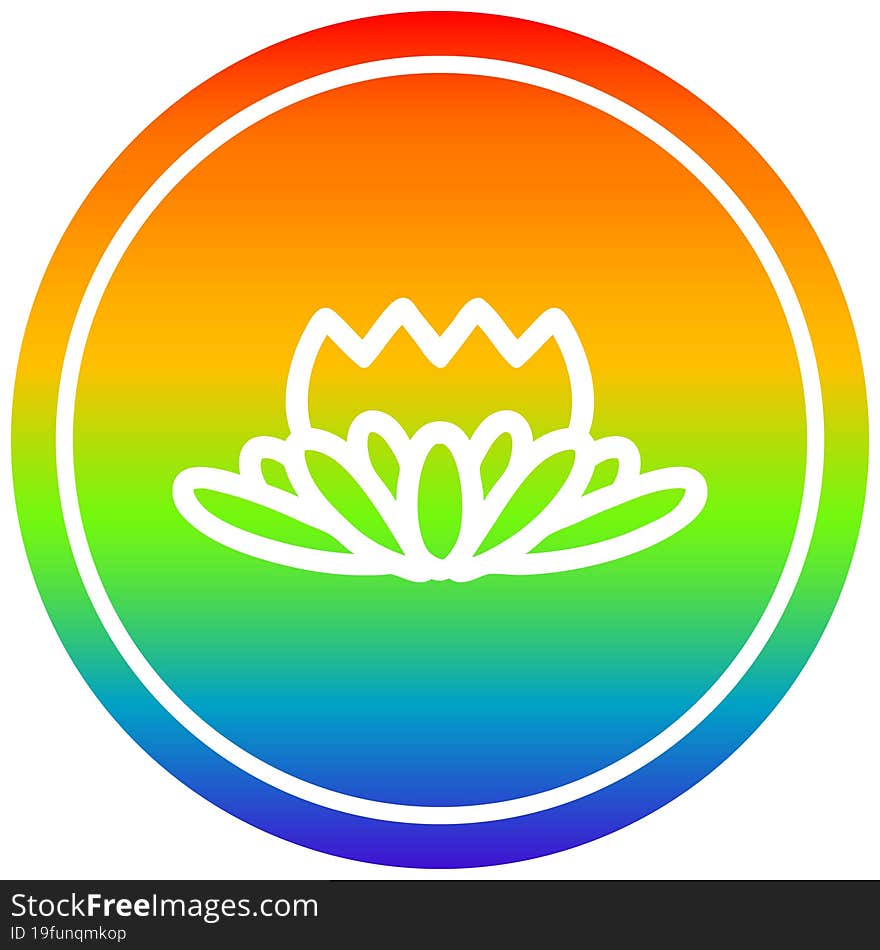 lotus flower circular in rainbow spectrum