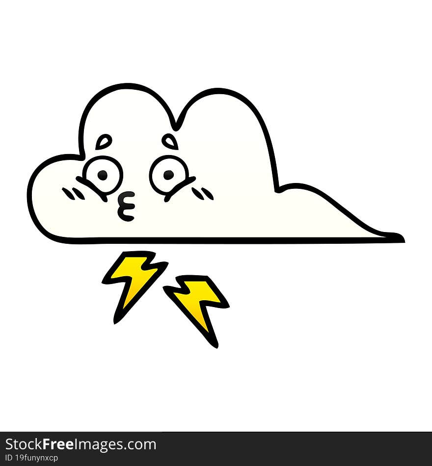 Gradient Shaded Cartoon Thunder Cloud