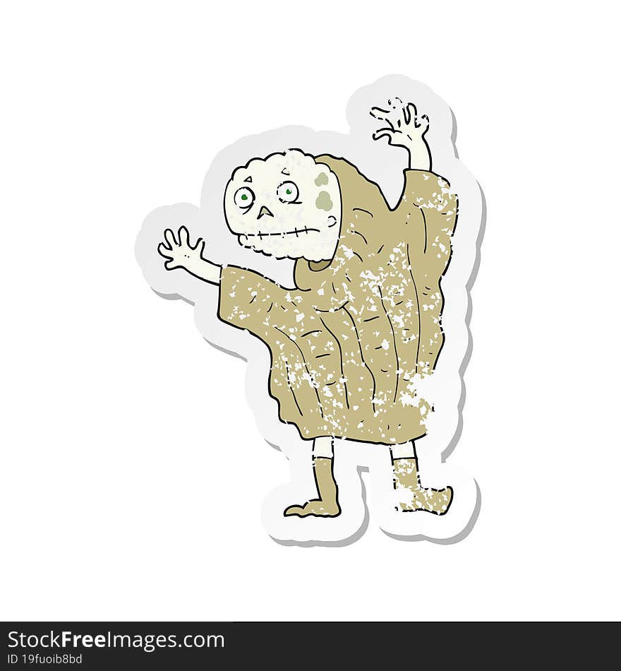 retro distressed sticker of a cartoon halloween ghoul