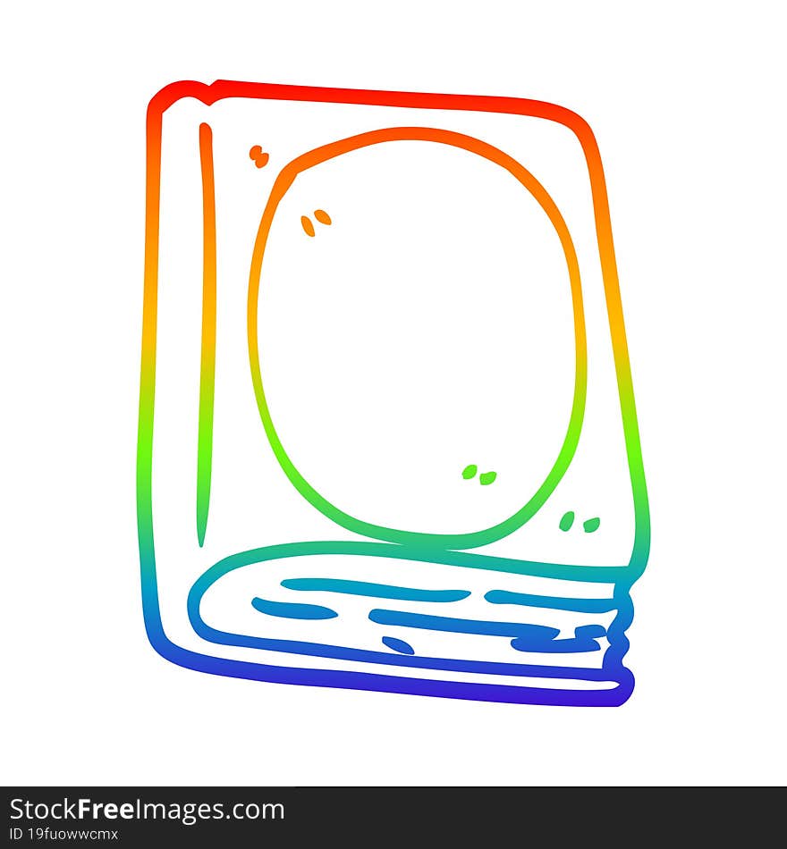 rainbow gradient line drawing cartoon old leather book