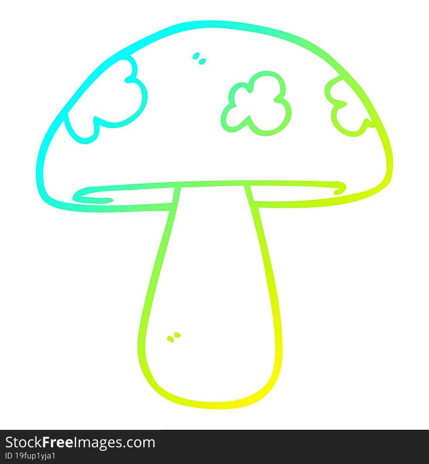 Cold Gradient Line Drawing Cartoon Mushroom