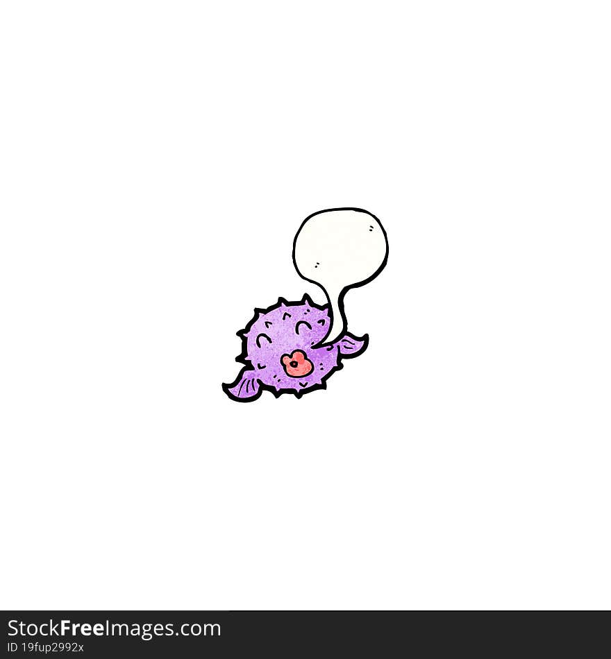 cartoon puffer fish with speech bubble