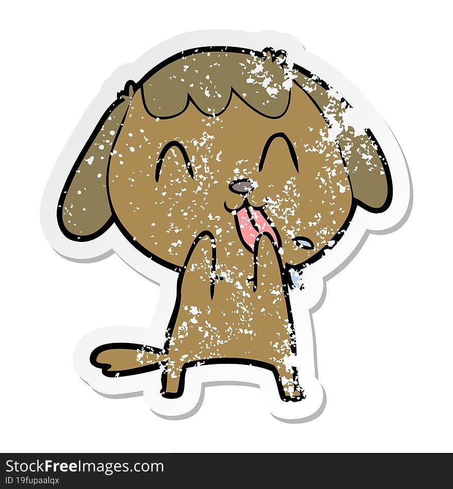 Distressed Sticker Of A Cute Cartoon Dog