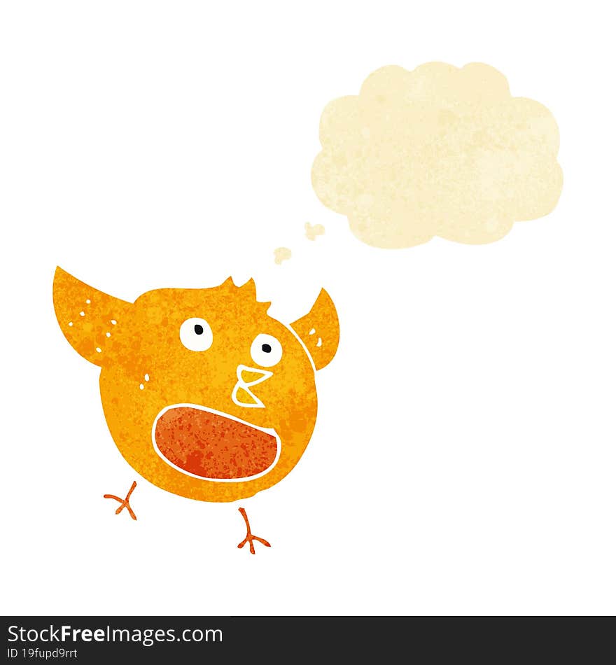 Cartoon Happy Bird With Thought Bubble