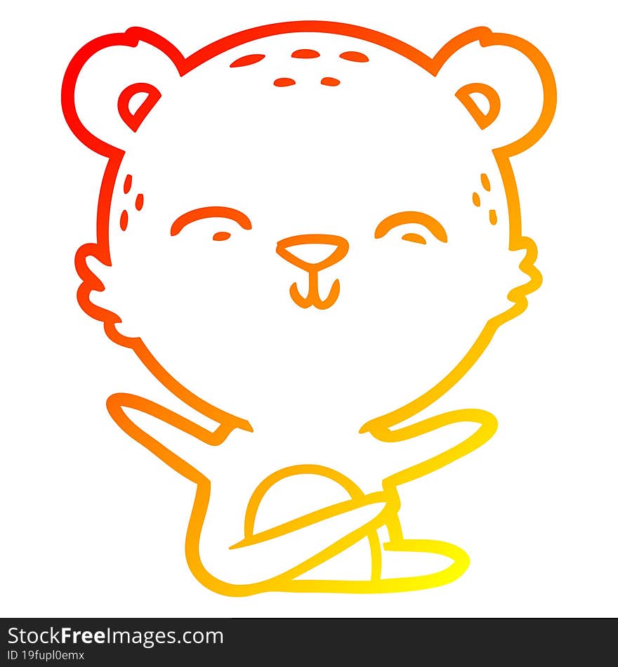 warm gradient line drawing happy cartoon bear