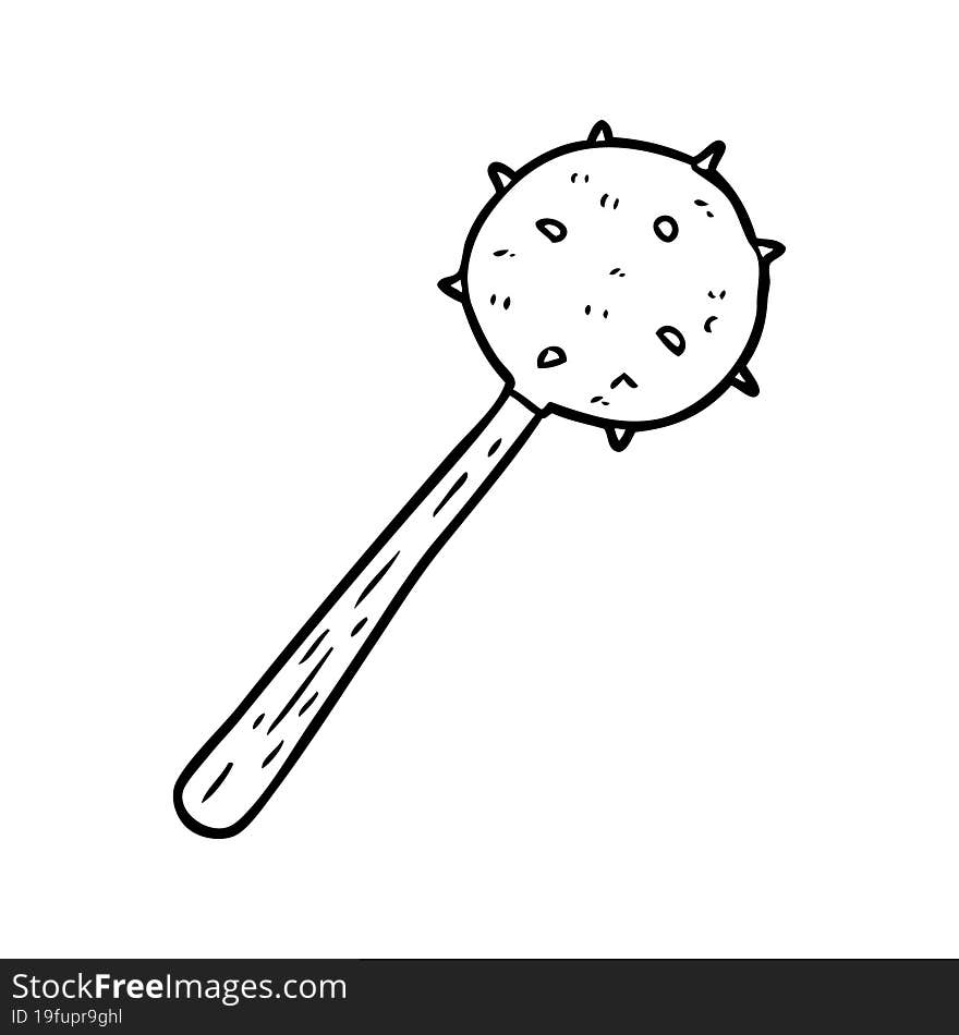 line drawing of a medieval mace weapon. line drawing of a medieval mace weapon