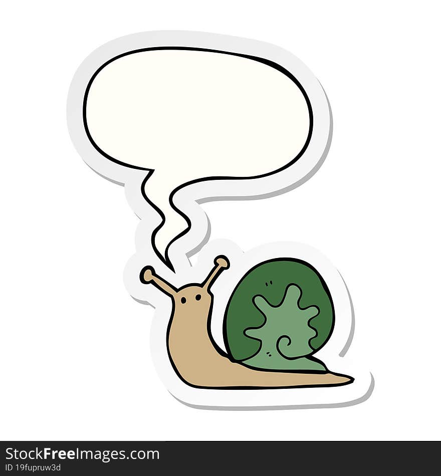 cartoon snail with speech bubble sticker. cartoon snail with speech bubble sticker