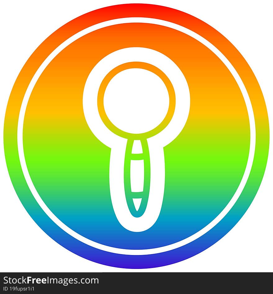 magnifying glass circular in rainbow spectrum