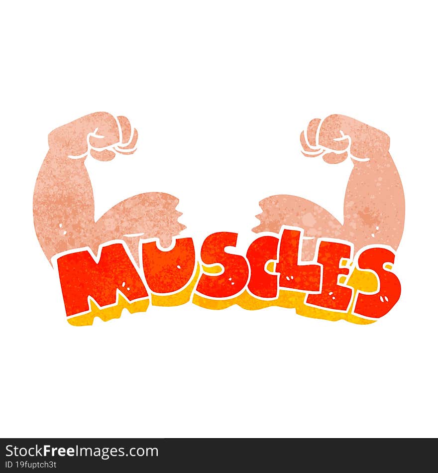 retro cartoon muscles symbol