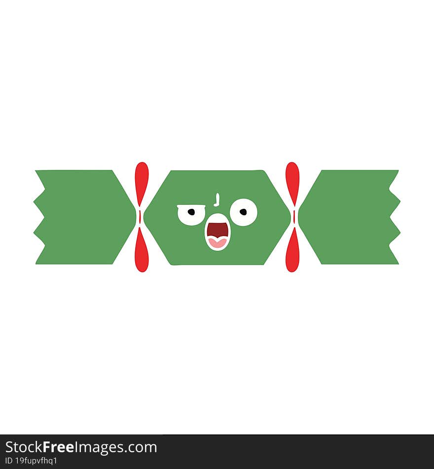 Flat Color Retro Cartoon Christmas Cracker