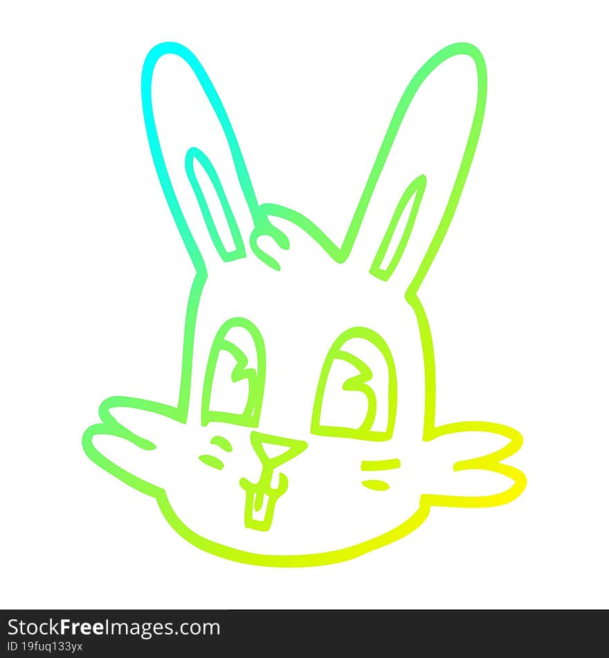 cold gradient line drawing of a cartoon bunny face