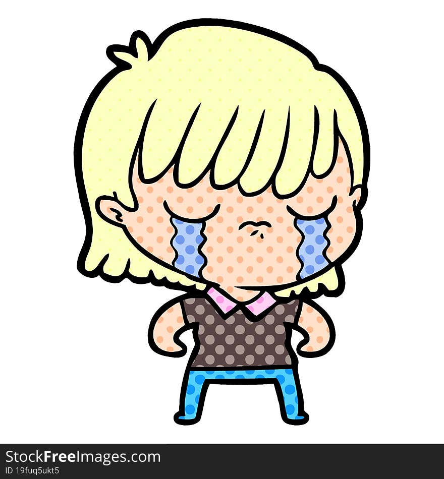 cartoon woman crying. cartoon woman crying