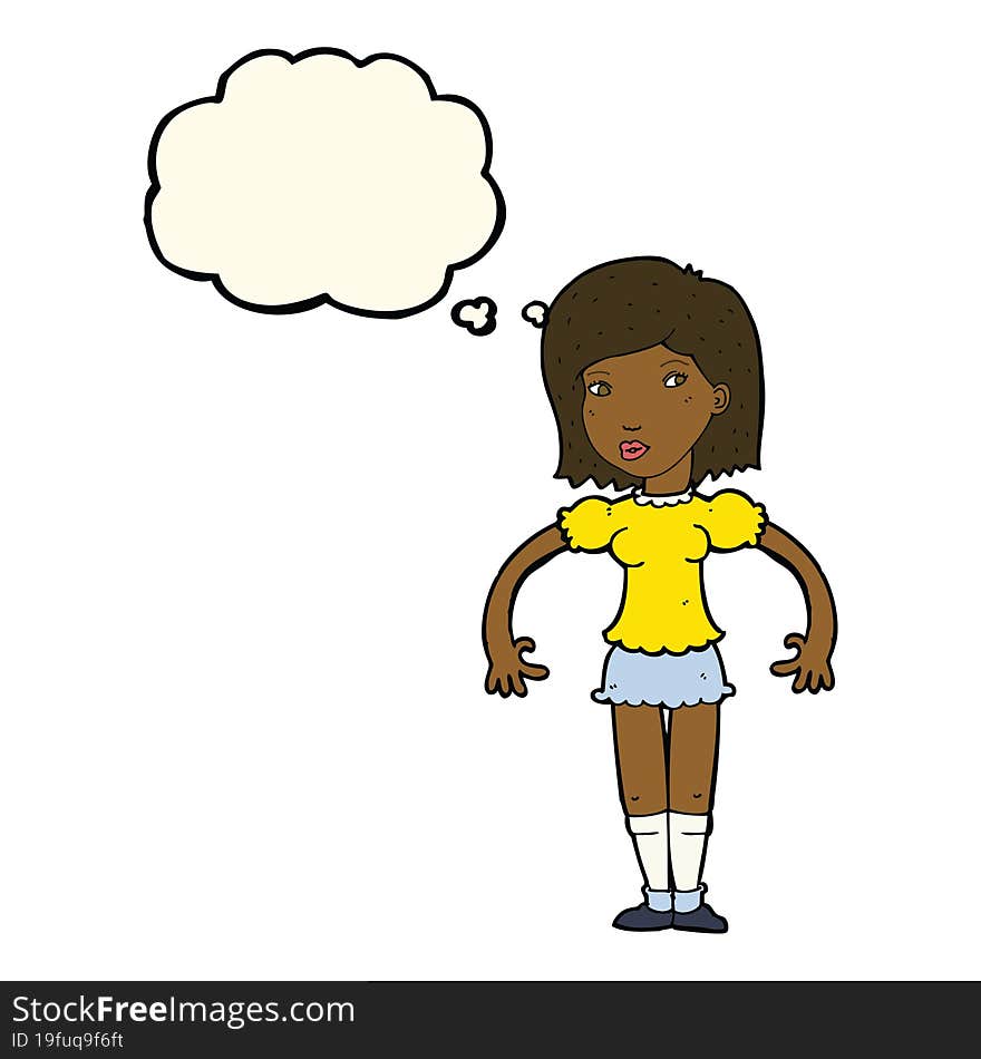 Cartoon Woman Looking Sideways With Thought Bubble