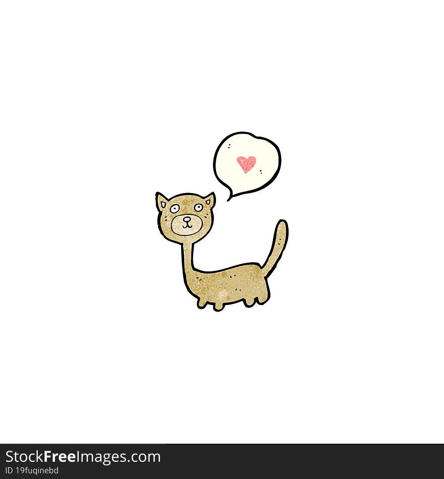 cartoon cat with love heart speech bubble