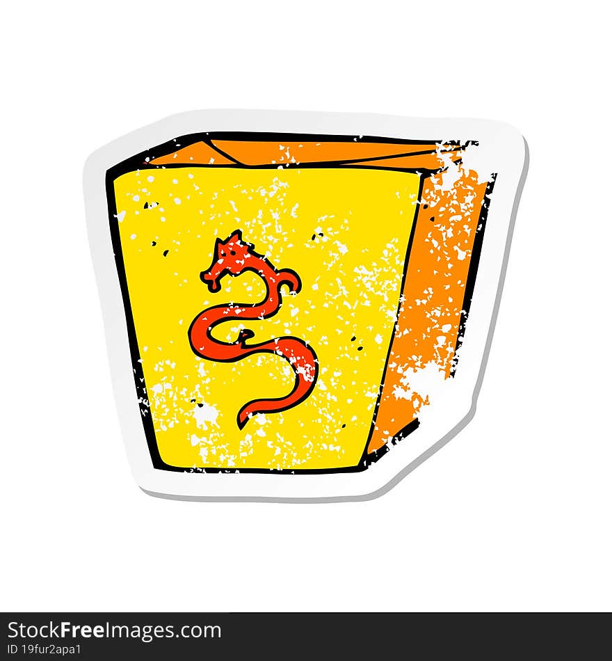 retro distressed sticker of a cartoon noodle box