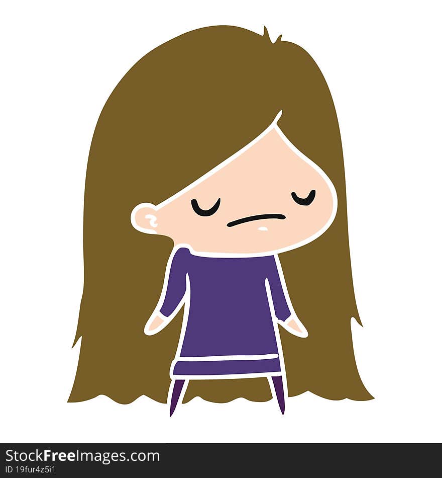 cartoon illustration of a cute kawaii girl. cartoon illustration of a cute kawaii girl