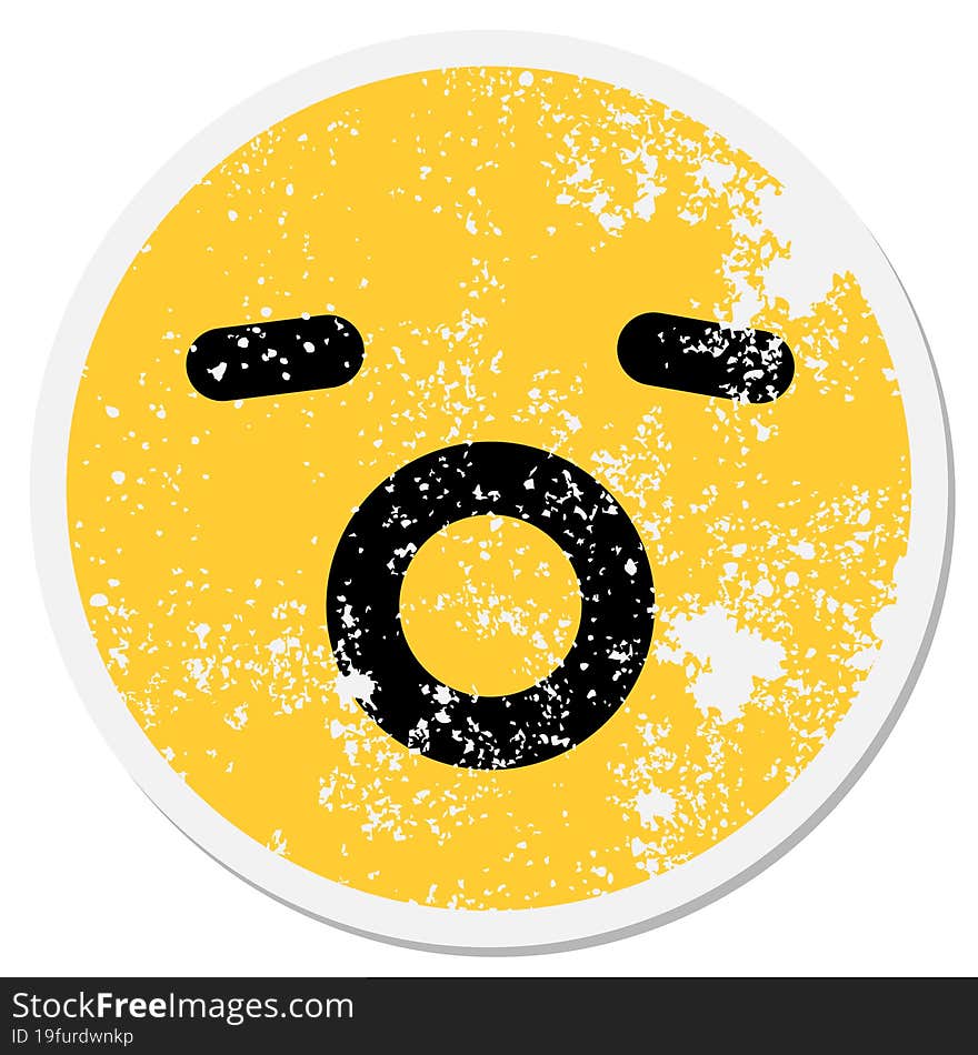 yawning face circular sticker