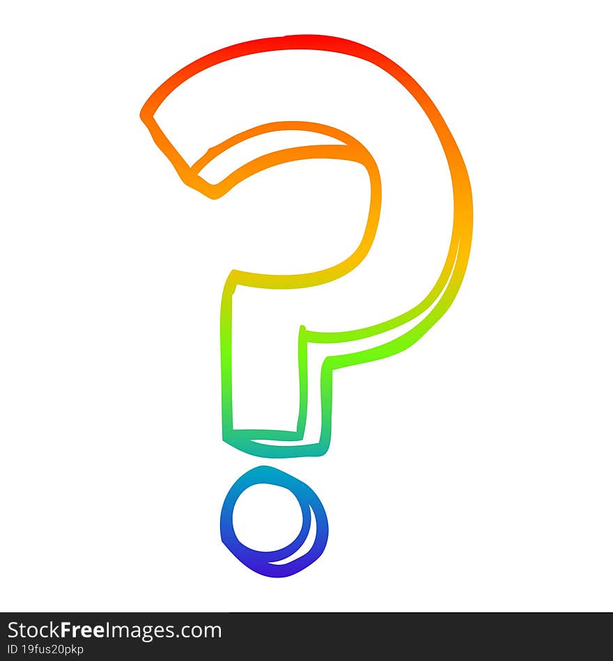 rainbow gradient line drawing cartoon question mark