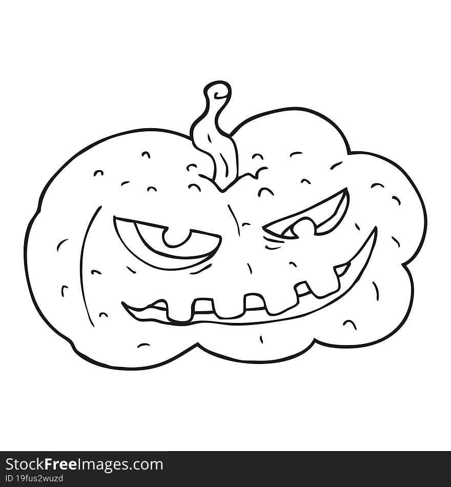 black and white cartoon halloween pumpkin