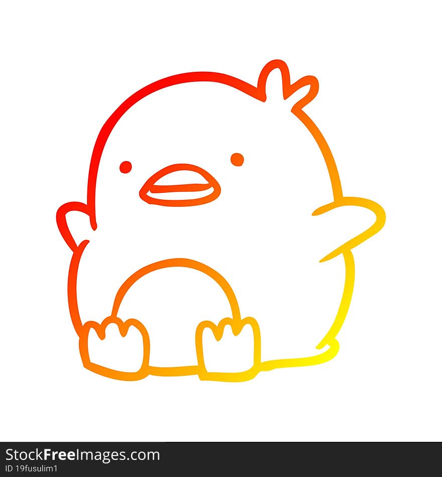 warm gradient line drawing cute penguin