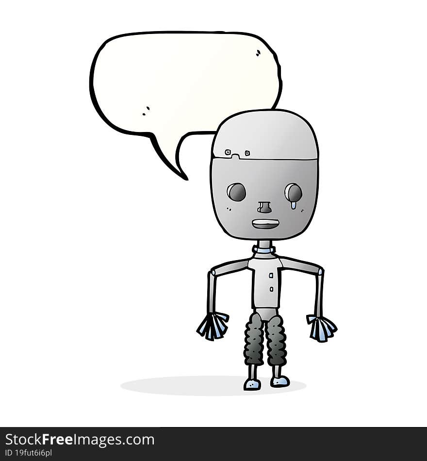 Cartoon Robot With Speech Bubble