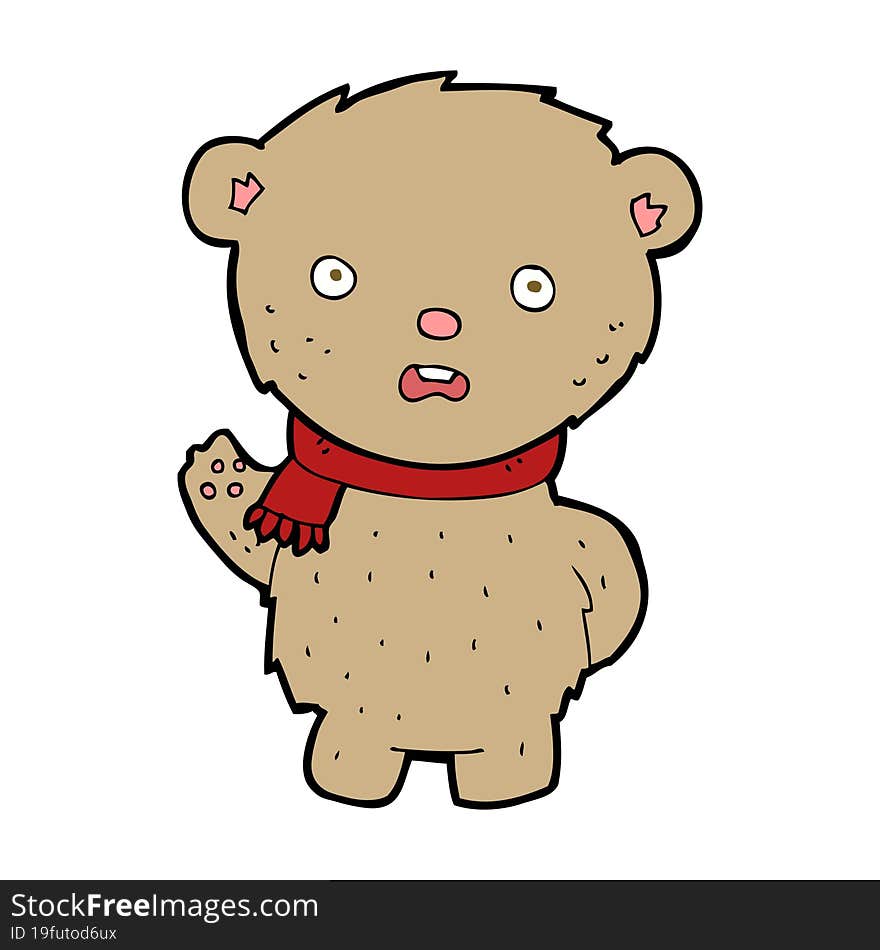 cartoon teddy bear wearing scarf