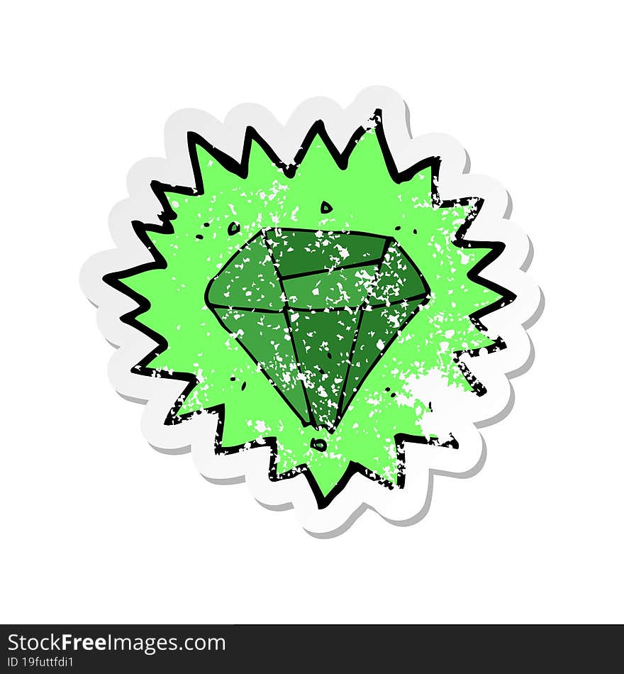 retro distressed sticker of a cartoon emerald