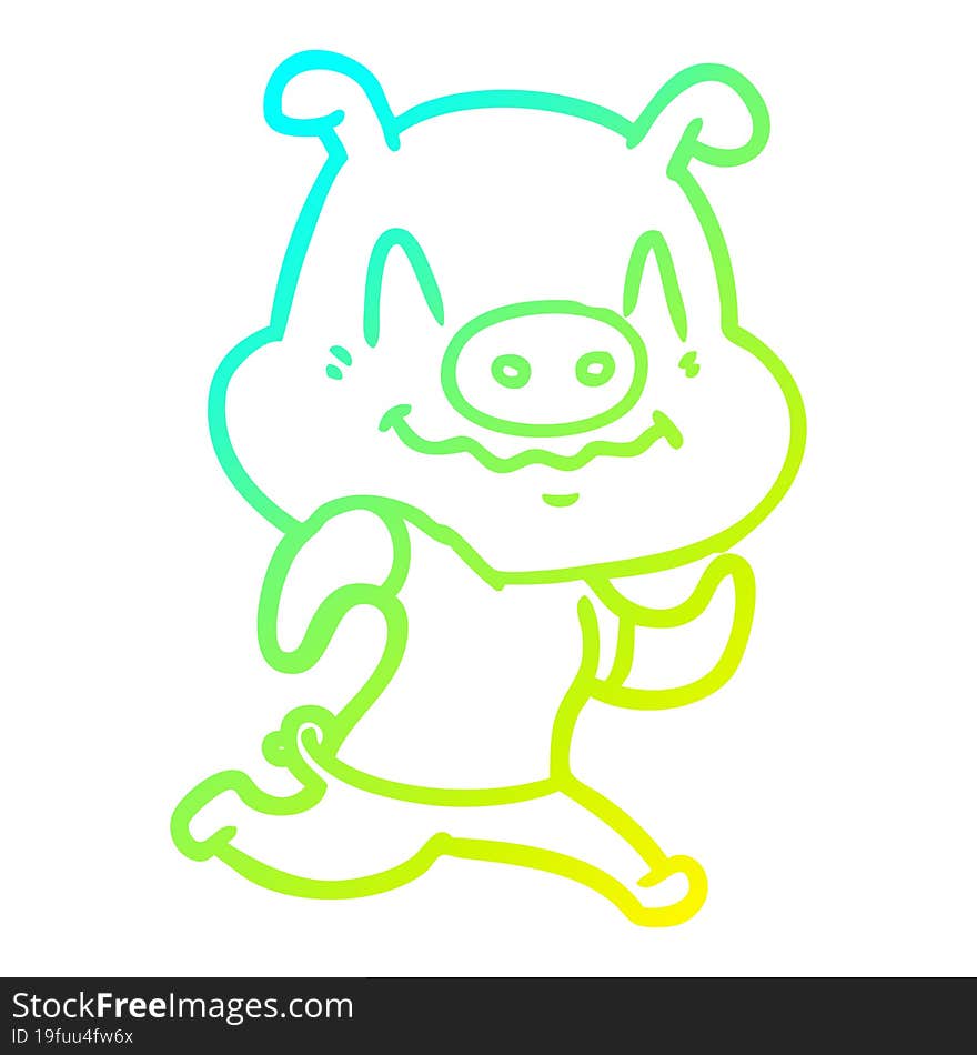 cold gradient line drawing nervous cartoon pig