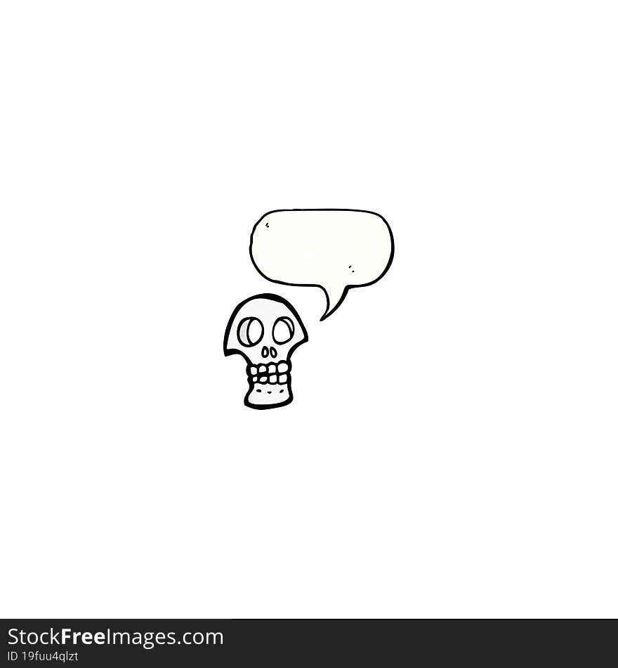 cartoon skull symbol with speech bubble