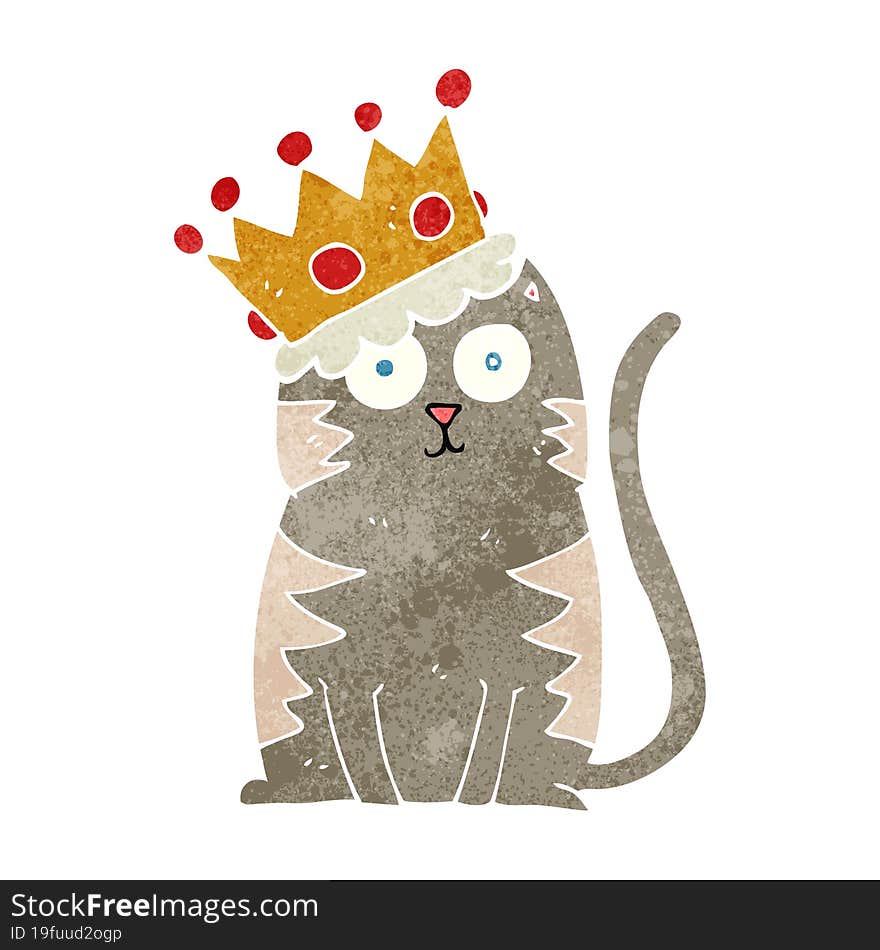 retro cartoon cat with crown