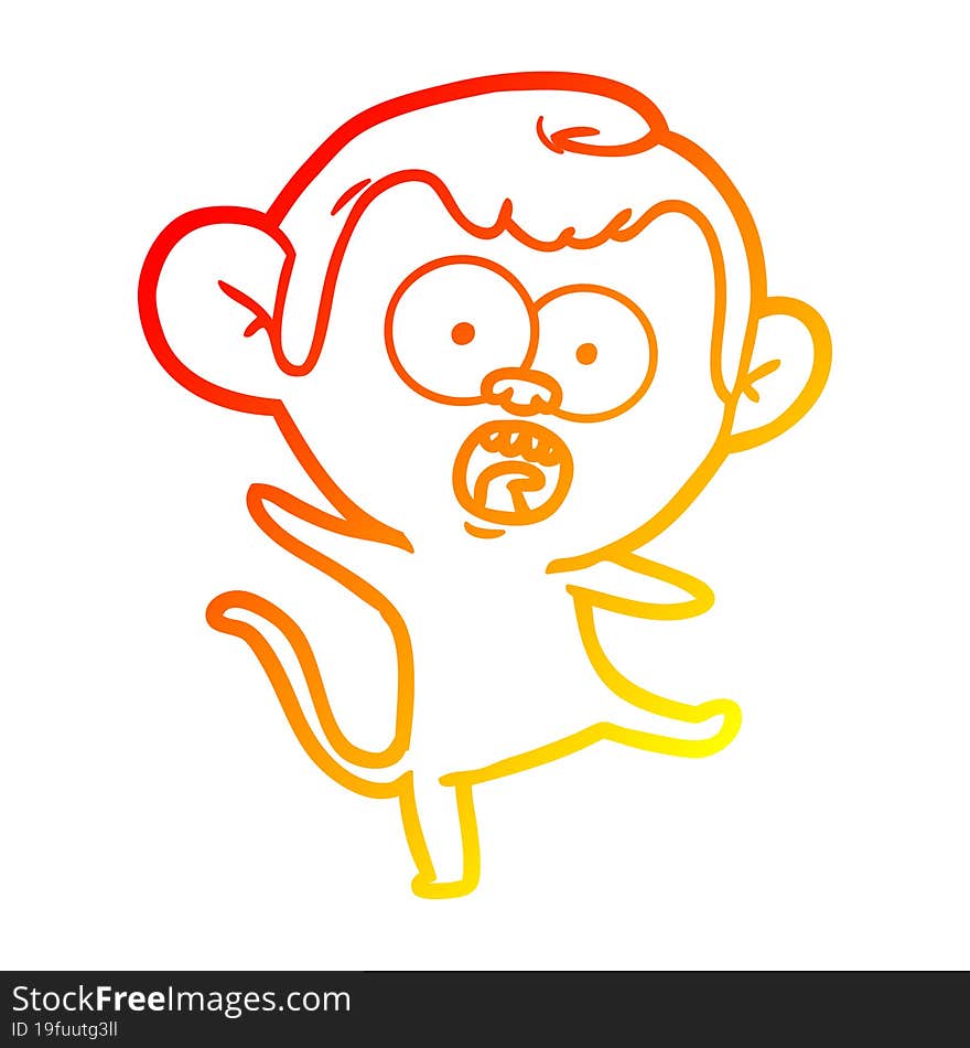 Warm Gradient Line Drawing Cartoon Shocked Monkey