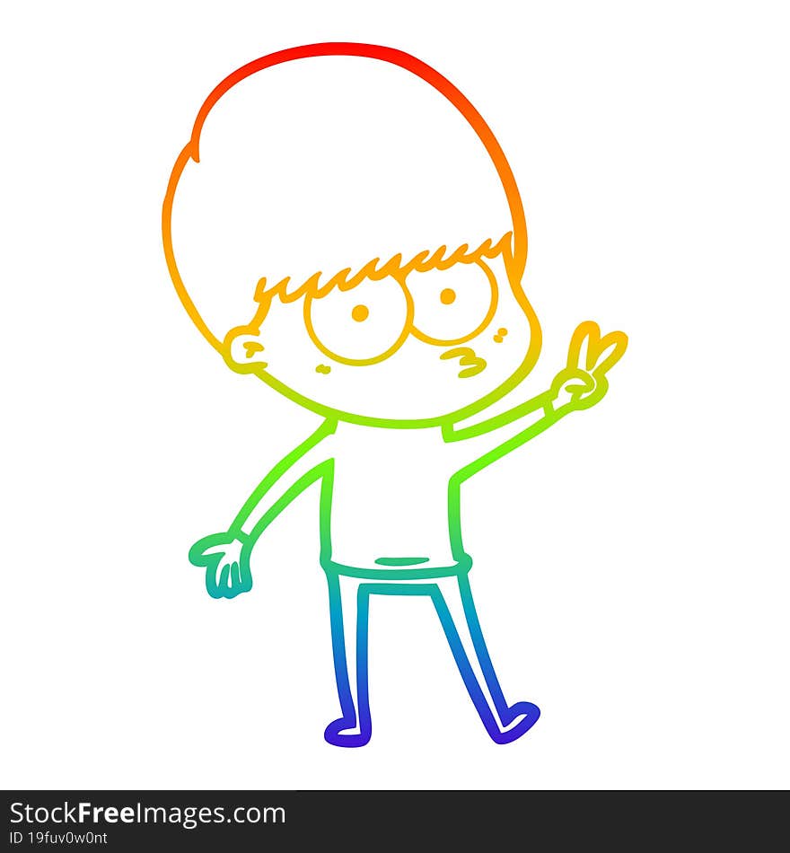 rainbow gradient line drawing nervous cartoon boy