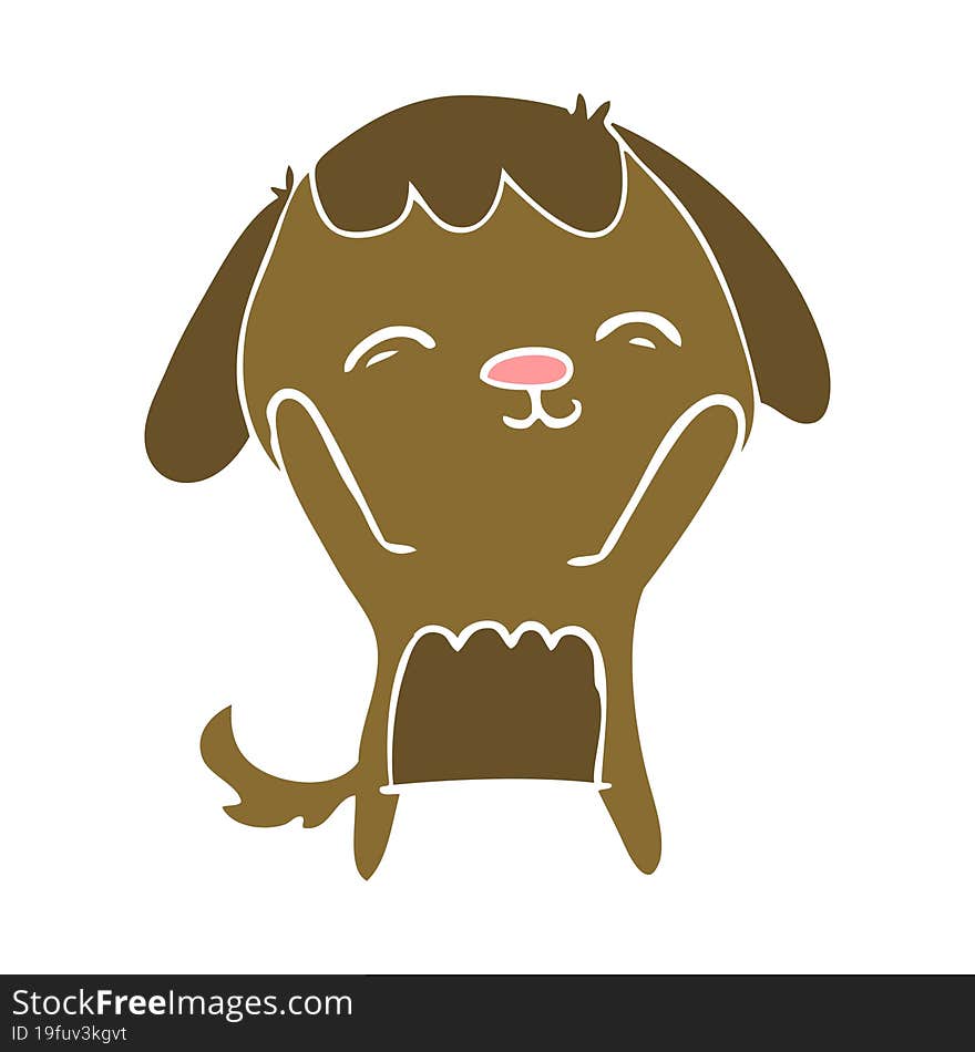 happy flat color style cartoon dog