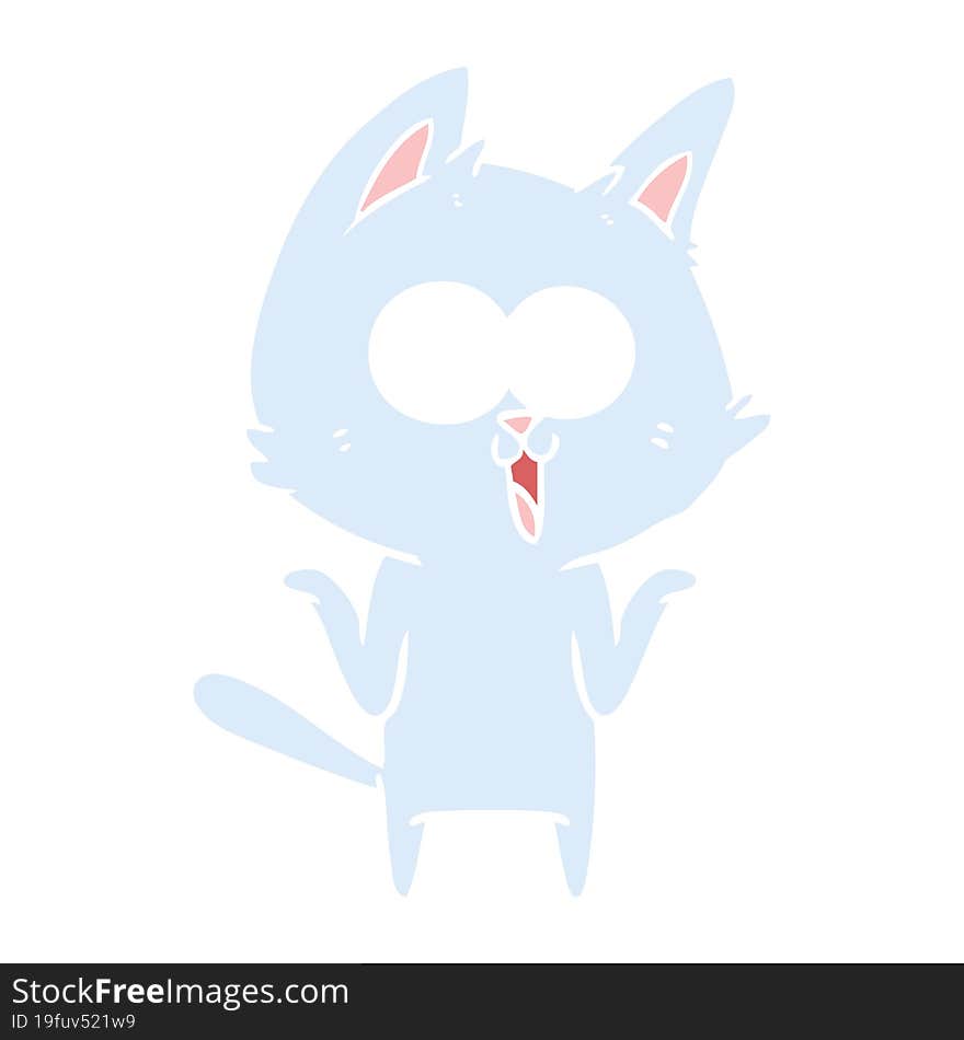 funny flat color style cartoon cat